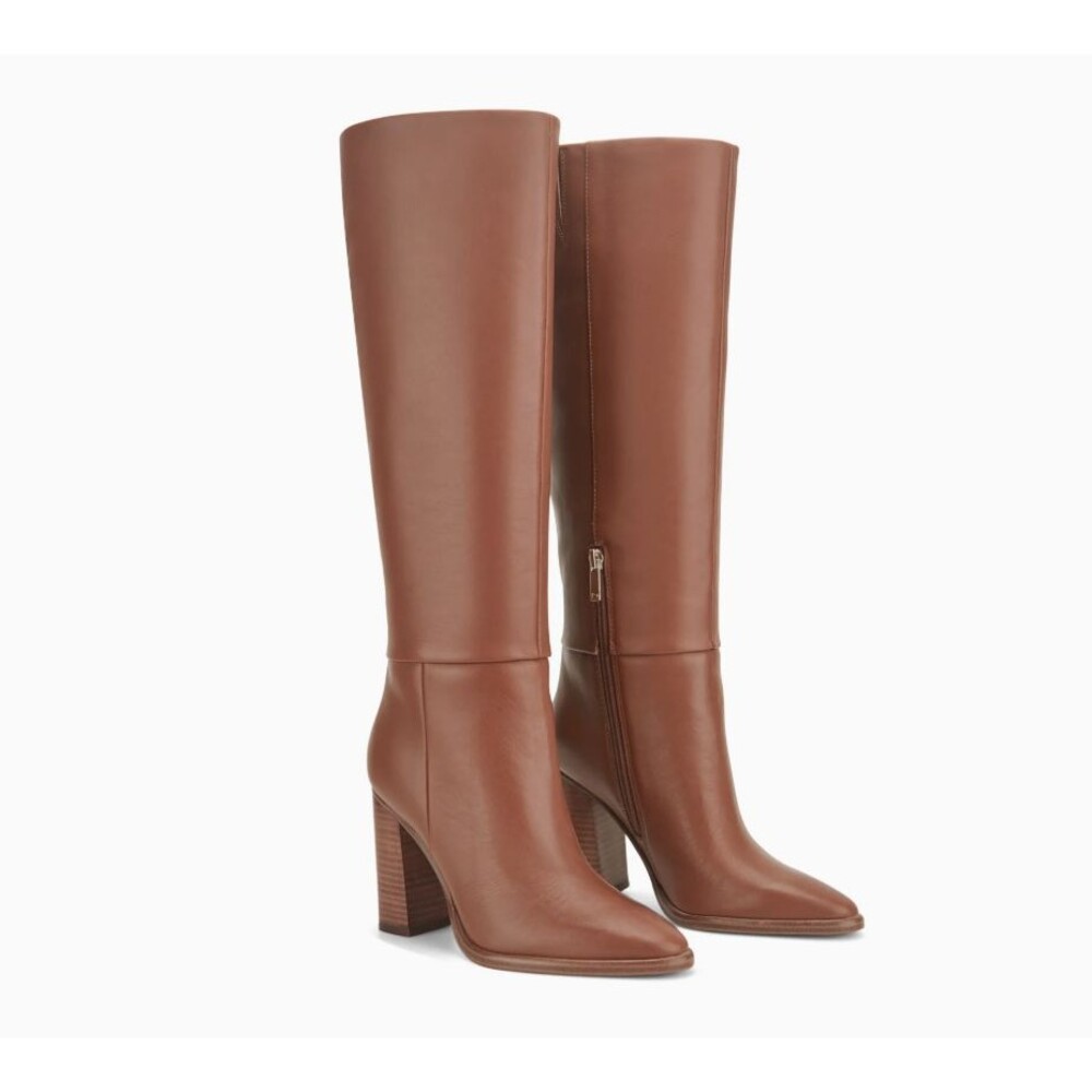 Marc Fisher Zimra Tall Shaft SOFT LEATHER Boots Tan Brown Women Sz 9.5 / 41